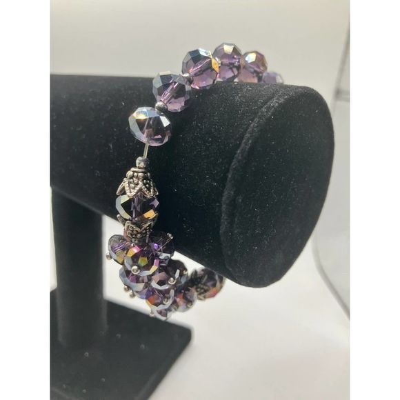 Purple Crystal with one large cluster 2 7/8 around bracelet! - Picture 7 of 8
